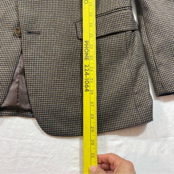 Tommy Hilfiger Blazer Jacket Men’s 40R Herringbone Plaid Brown black Sports Coat - Picture 6 of 15